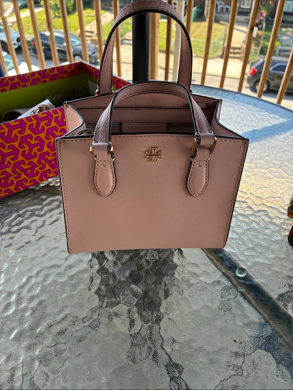 Tory Burch Dusty Pink Mini Saffiano Satchel